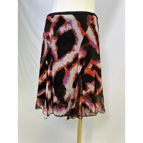 VTG Y2K Diane Von Furstenberg Silk Midi Skirt Abstract Size 2 - Picture 2 of 12